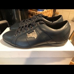 Men’s Versace Black Leather Sneakers Size 11